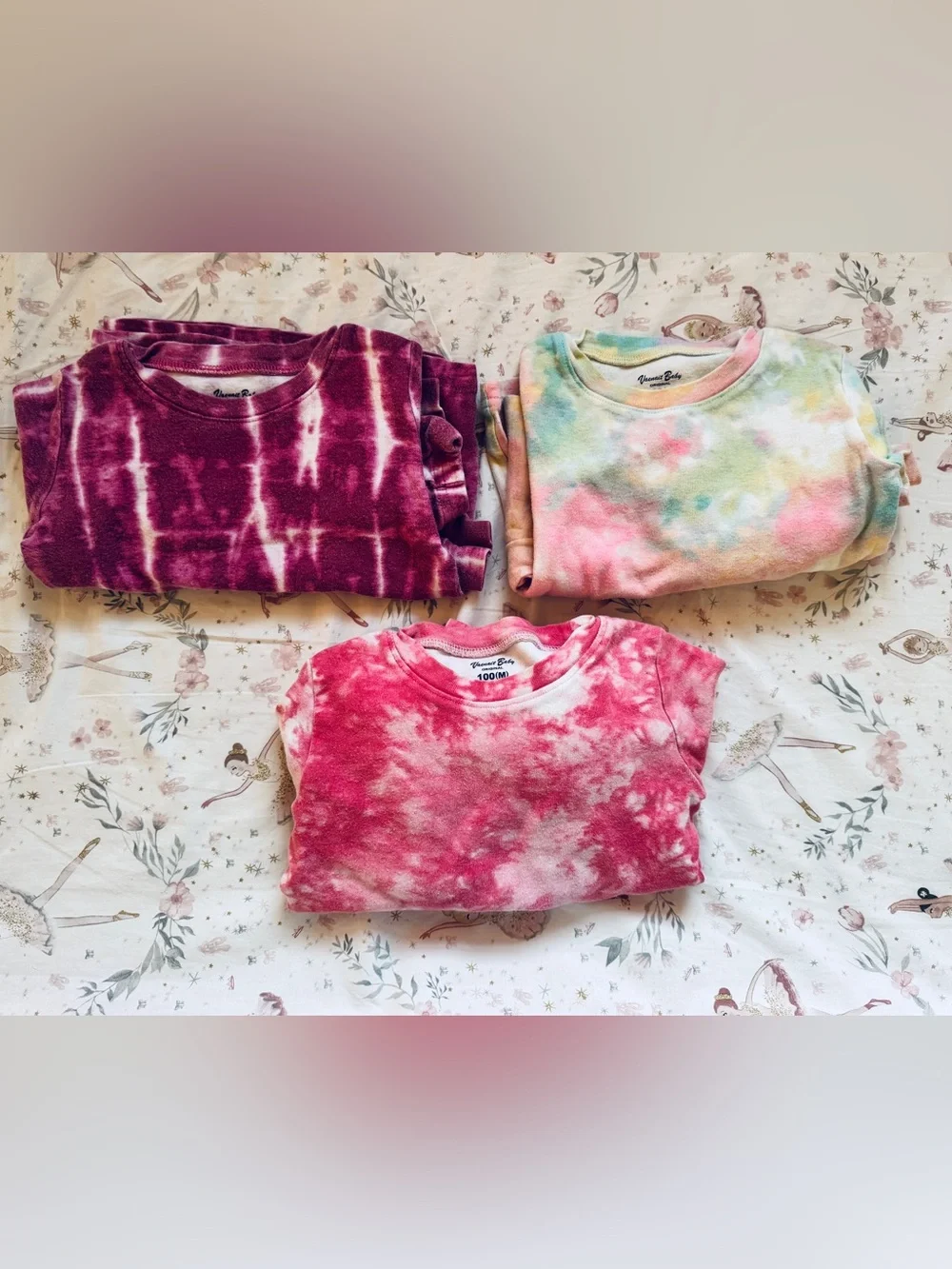 Vaenait Baby Bundle of 3 Girls 3T Cotton Pajamas Tie Dye Long Sleeve Lot
